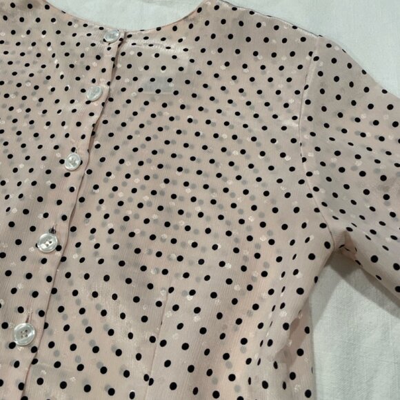 Vintage Evan Picone Petites Polka Dot Blouse with Button-Bown Back - Picture 7 of 9